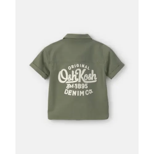 Toddler Boy OshKosh Logo Short-Sleeve Button-Down Shirt - Green - OshKosh B'gosh | Carter's