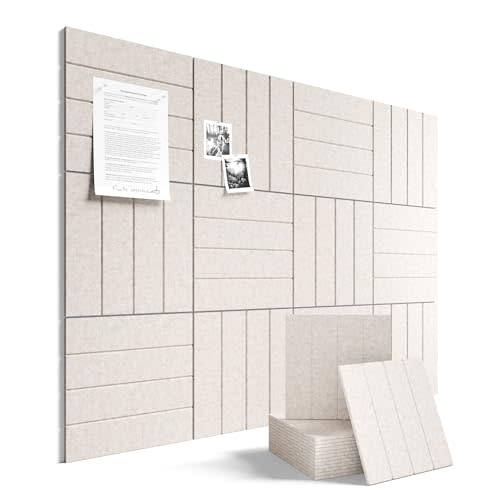 Fluxynara 48" x 36" Large Felt Bulletin Board, Oatmeal | 12 Pack Cork Board Alternative with 60 Safe Adhesive Tabs, Pin Boards for Wall Decor, Home, Office, Classroom,Dorm