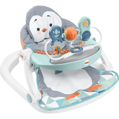 Fisher-Price Portable Baby Chair Sit-Me-Up Floor Seat With Snack Tray And Removable Bar, Penguin Island