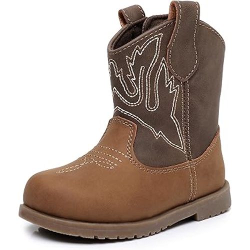 Blikcon Toddler Cowboy Boots for Boys Girls Baby Infant Cowgirl Boots Round Toe All Seasons 6-36 Months (Infant/Toddler)