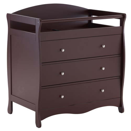 Ktaxon 3-Drawer Diaper Changing Table with Safety Rails, Brown