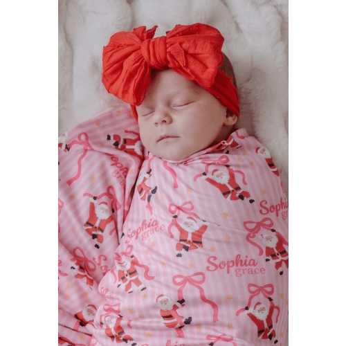 Large Ruffle Knit Christmas Headband in Candy Red | Caden Lane