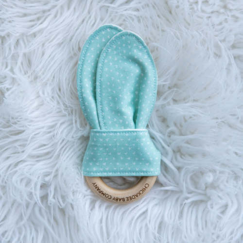 Tiny Hearts in Mint Birch Teething Ring
