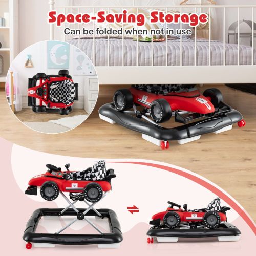 Gymax 4-in-1 Baby Push Walker w/ 3-Level Adjustable Height Padded Seat