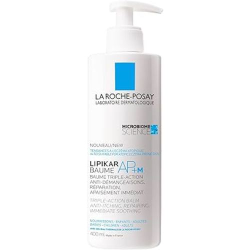 La Roche-Posay Lotion pour le corps, crème hydratante Lipikar Balm AP+M avec beurre de karité et niacinamide pour femmes, hommes et enfants. Convient pour les peaux sèches à sujettes à l'eczéma, peaux