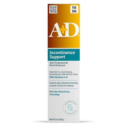 A+D Incontinence Support Skin Protectant & Rash Ointment – Treats & Prevents Incontinence Rash, Soothes Chafed Skin, Odor Neutralizing Technology - 3.5oz