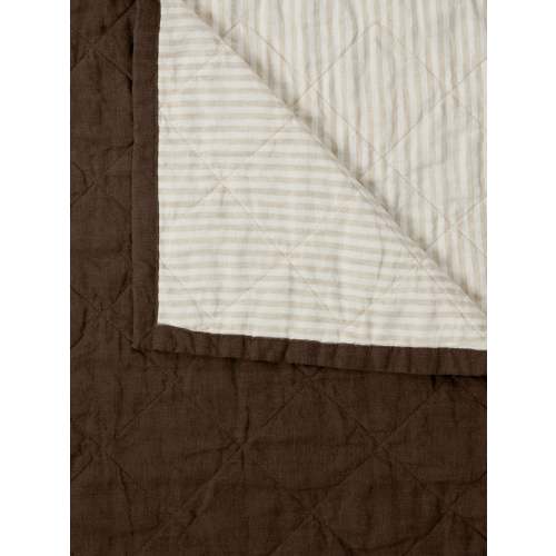 Chocolate and Natural Striped Cot Quilt