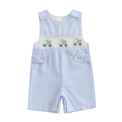 Ayalinggo Toddler Western Baby Boy Clothes Horse Riding Embroidery Smocked Jumpsuit Sleeveless Romper Spring Summer Outfit