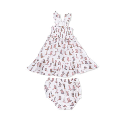Smocked Ruffle Sundress & Bloomer, Cowgirl Boots