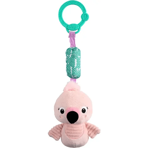 Bright Starts Flamingo Chime Along Friends Plush Take-Along Stroller or Carrier Toy, Ages 0 Month+