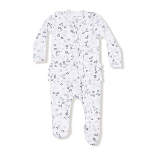 Ribbed 2-Way Zip Ruffle Footie, Caroline's Calico