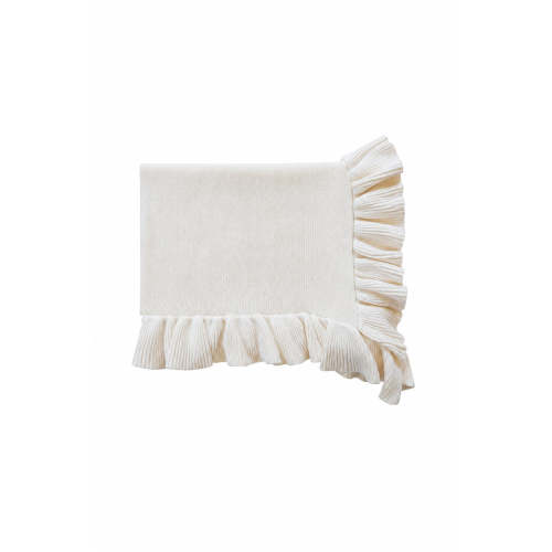 Knit Blanket With Ruffle in Ivory | Caden Lane