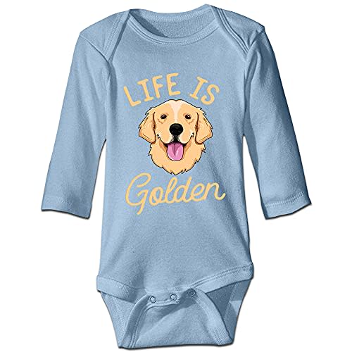 DOQOSESHY Life is Golden(Golden Retriever) Infant Cotton Bodysuit Romper Baby Jumpsuit, 3 Months, Long Sleeve-white