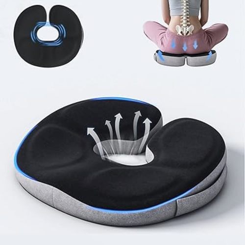 Memory Foam Donut Seat Cushion, Y-Shaped Orthopedic Pillow for Hemorrhoid & Tailbone Pain Relief, Sciatica, Pregnancy, Postpartum, Bed Sores & Surgery Recovery (Black)