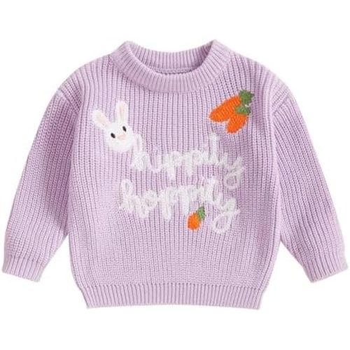 Easter Outfit Bunny Knit Sweater embroidered Crewneck 9-12M
