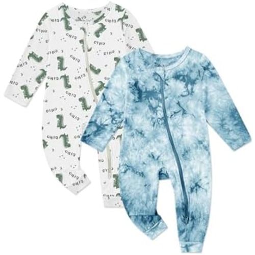 Soft Rayon Baby Footless Romper Set Girl Boy Tie-dye Jumpsuit Outfit