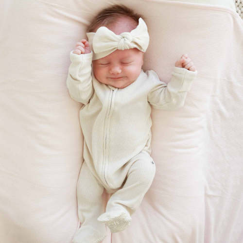 Bamboo Waffle Knit Large Bow Headwraps