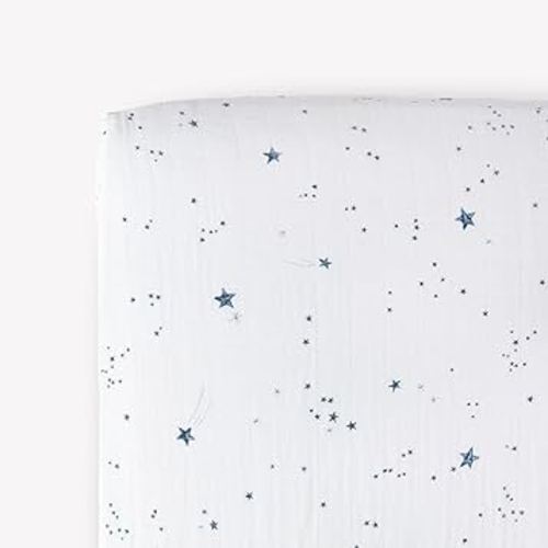 Little Unicorn Premium Crib Sheet | Breathable & Super-Soft Muslin Fabric (Shooting Stars)