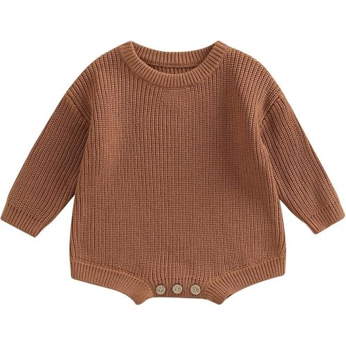 FYBITBO Baby Girl Boy Sweater Knit Oversized Pullover Sweatshirt Romper Onesie Warm Fall Winter Clothes Outfit Newborn