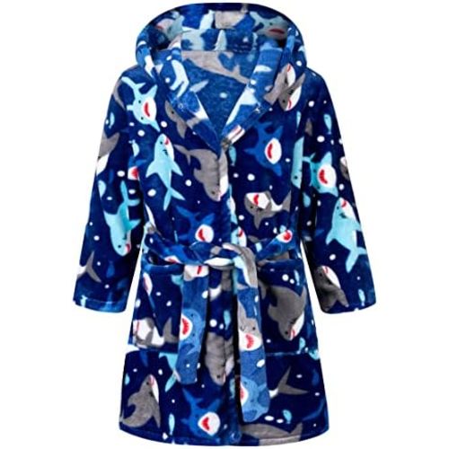 Kids Little Boys Girls Cartoon Hooded Bathrobe Toddler Robe Pajamas Sleepwear