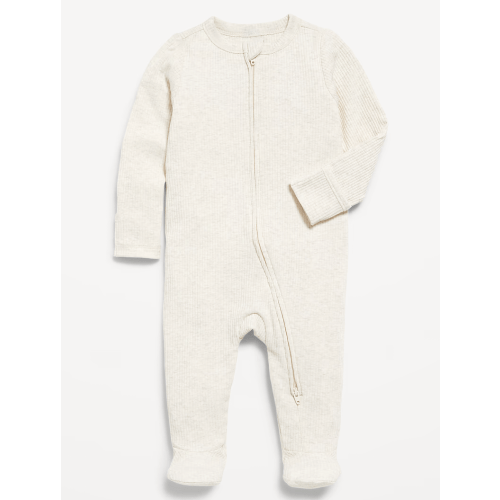 Ribbed Zip Pajama, Size: 6-9M, Color: Oatmeal Heather
