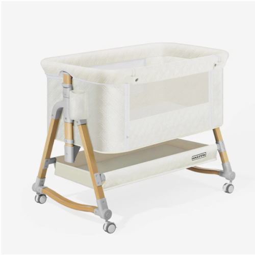 Color: Cream White-wooden | HARPPA Cuddly 3-in-1 Baby Bassinet Bedside Sleeper for Reflux | Attaches to Bed, Adjustable 5 Heights, Non-Toxic & CPSC Certified