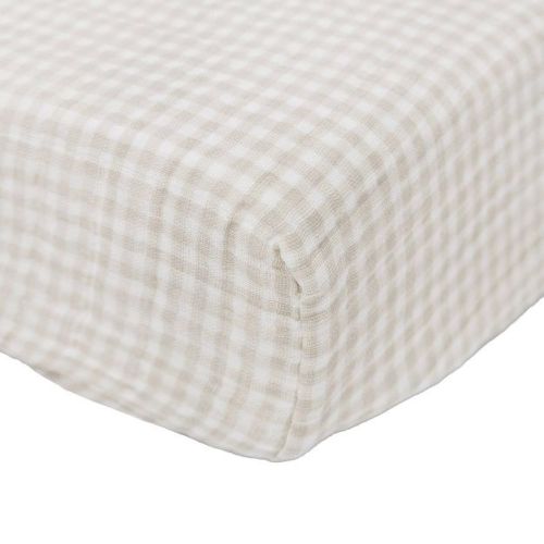 Little Unicorn Cotton Muslin Changing Pad Cover - Tan Gingham: Abstract Pattern, 32" Length,&nbsp;16" Width : Target