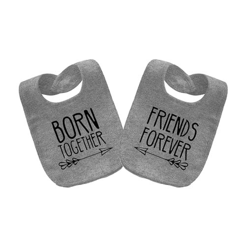 YSCULBUTOL Baby Twins Bibs Born Together Friends Forever Newborn Baby Cute Unisex Bibs Infant Twin Outfits