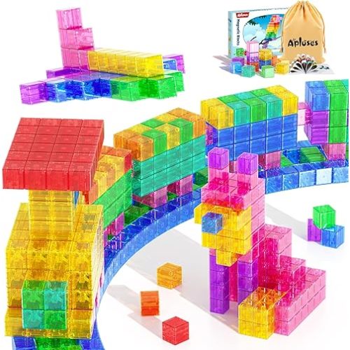 45PCS Magnetic Blocks - Transparent Magnet Cubes, Toddler Building Blocks, Sensory Autism Gifts for Kids Ages 3+, Preschool Travel Toys for 3-5 Year Old Boys and Girls