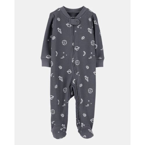 Baby Boy Space Print 2-Way Zip Waffle Knit Sleep & Play Pajamas - Grey - Carter's | Carter's