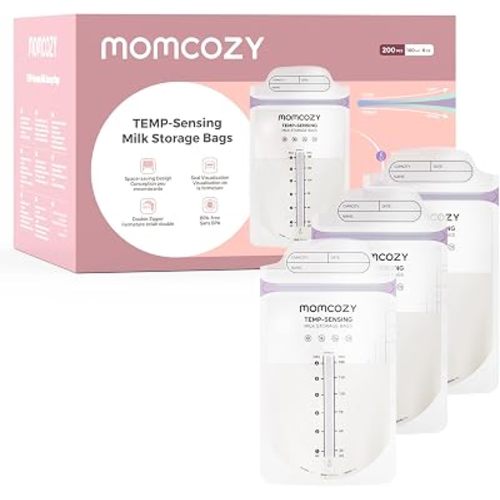 Momcozy Breastmilk Storage Bags, Larger Temp-Sense Area&Double Zip, 200ct