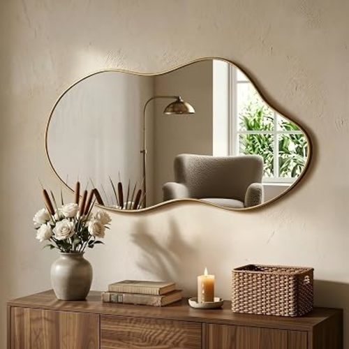 Irregular Wall Mirror 20×36 Inch Wall Mirrors Decor Gold Asymmetrical