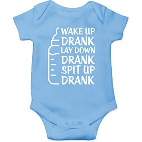 Wake Up Drank Lay Down Drank Spit Up Drank - Funny Baby Essentials Bodysuit - Newborn Outfit