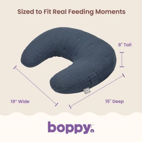 Boppy Nursing Pillow Luxe Muslin - Blue Solid