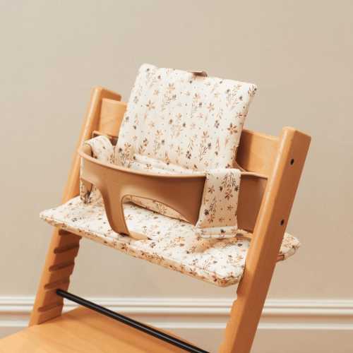 Wipeable Cushion Compatible with Stokke Tripp Trapp Classic High Chair - Brown Wildflowers