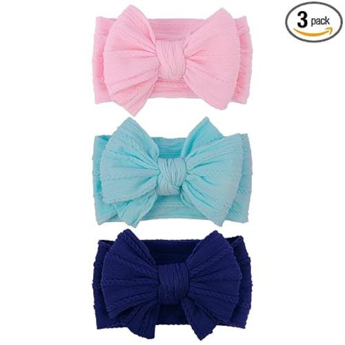 LemonSpace Handmade Baby Girls Headbands Soft Stretchy Nylon Hair Bands Hair Accessories with Bows for Newborn Baby Girls Infant Toddlers Kids