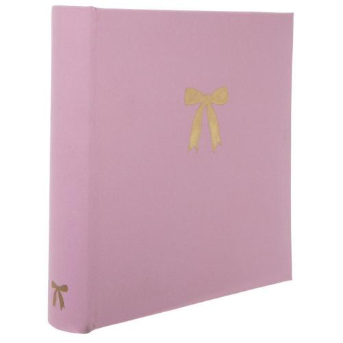 Pink With Gold Bow Book Bound Photo Album - 4" x 6"