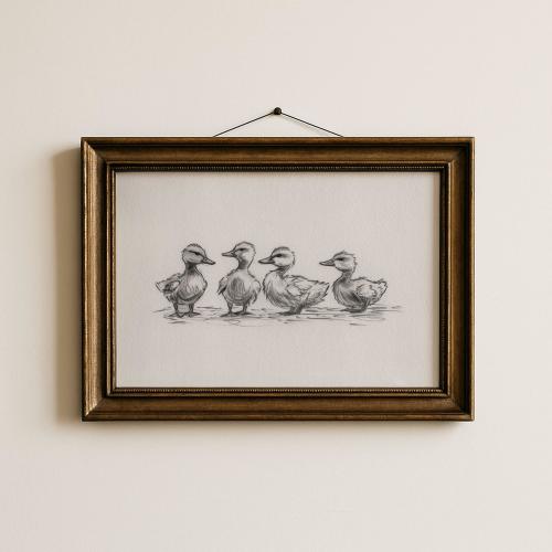 Duck Nursery Wall Art For Nursery Minimal Animal Sketch Print Vintage Animal Duckling Baby Room Decor Digital PRINTABLE Artwork | 143