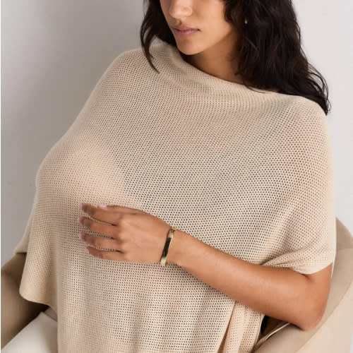 Lightweight Cotton Cashmere Nursing Shawl in Heather Oatmeal
