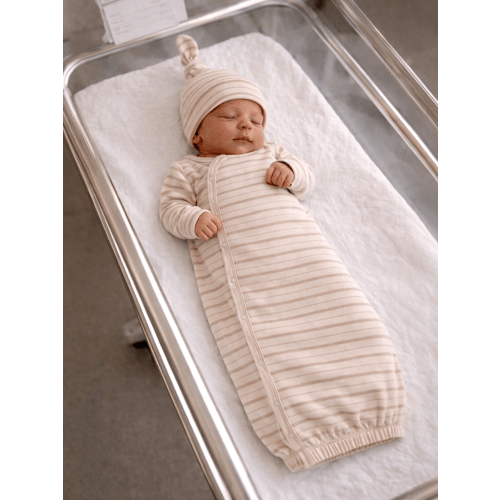 Biscuit Mixed Stripe / Organic Gown