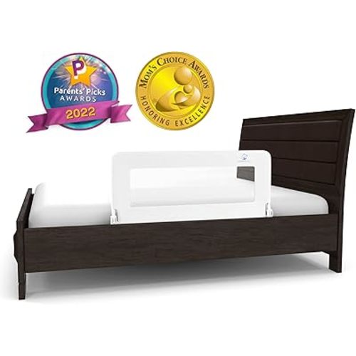 ComfyBumpy Toddler Bed Rail Guard | Bed Rails for Kids, Twin, Full, Queen & King Size Bed - Adjustable Bed Rail for Toddlers - Swing Down Baby Bed Side Rail - White, Regular (35.5" x 19.5")
