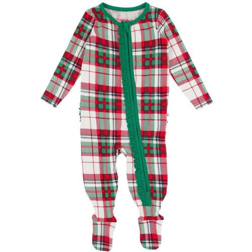 Rufflebutts Modal Blend Baby Girls Ruffle One Piece Footie Pajamas - Dashing Dreams, Newborn