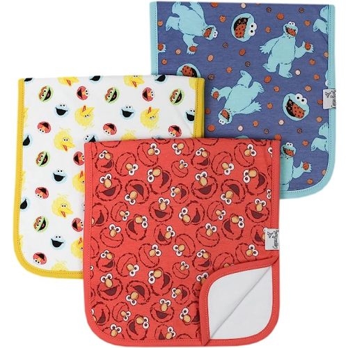 Copper Pearl Premium Baby Burp Cloths - 3-Pack Large Cotton Burp Cloths, Extra Soft Spit Up Rags with 3 Absorbent Layers, Perfect for Baby Boy and Baby Girl Gifts (21" x 10" Size, Elmo Set)