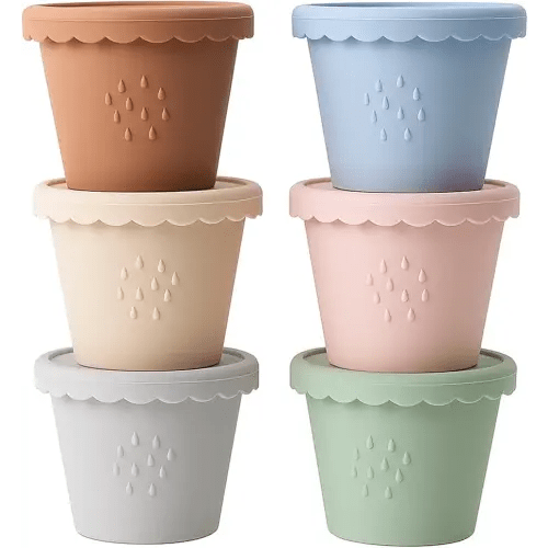 Silicone Baby Food Containers 6 Pack 4oz Baby Food Storage Set, Airtight Leak Proof Baby Feeding Cups, Freezer & Microwave Safe, Stackable Baby Snack Containers, Baby Shower Gift Andy Bear