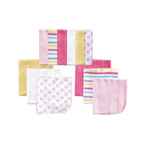 Luvable Friends Baby Girl Cotton Rich Washcloths, Pink Stripe, One Size