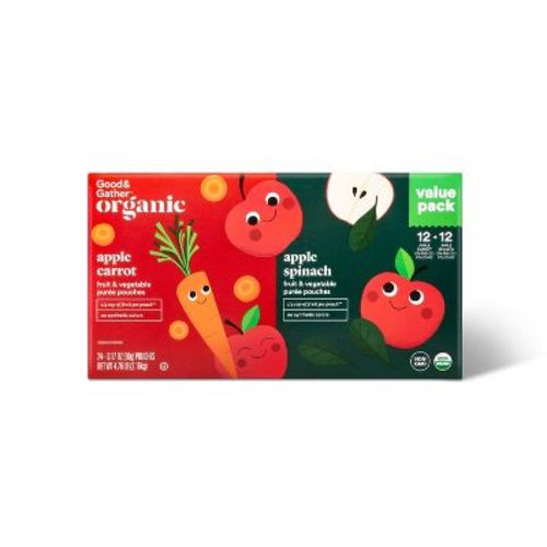 Organic Applesauce Pouches - Apple Carrot & Apple Spinach - Good & Gather™