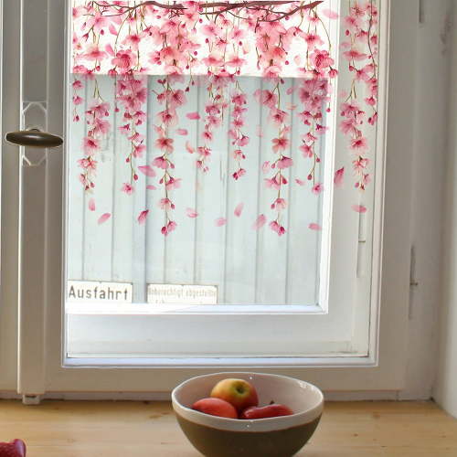 Tainini Blossom Flower Wall Stickers Pink Floral Wall Decals Watercolor Flower Wall Decals for Girls Room Bedroom Living Room Nursery Decor