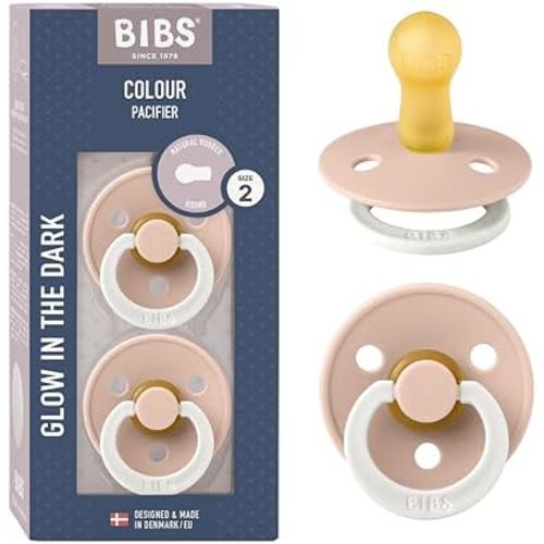 Bibs Colour Pacifier 2-Pack | BPA Free Soother, Round Nipple. Natural Rubber Latex,