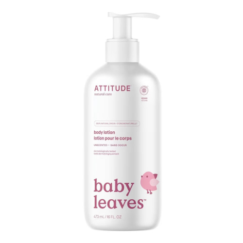 ATTITUDE Baby Lotion, EWG Verified Moisturizer, Dermatologically Tested Moisturizing Cream, Vegan and Cruelty-Free, Unscented, 16 Fl Oz
