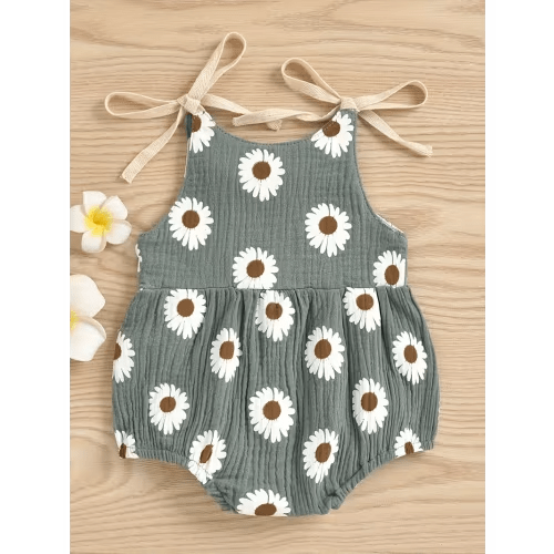 toddler summer rompers daisy prints featuring tied straps an - Temu